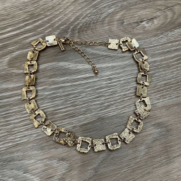 Freedom Golden Tone Hammered Chain Adjustable Topshop Necklace - Picture 1 of 3